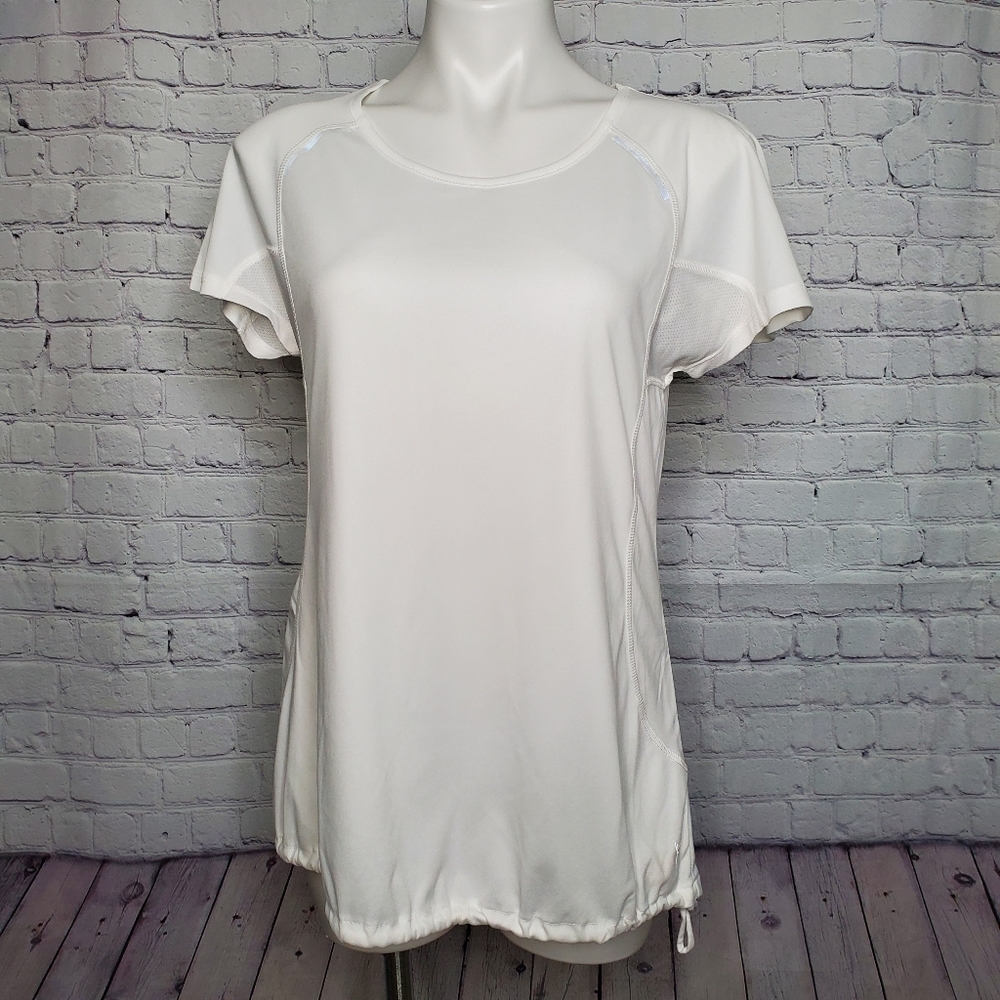 Danskin Now White Dri-More Active Wear Shirt Size M
